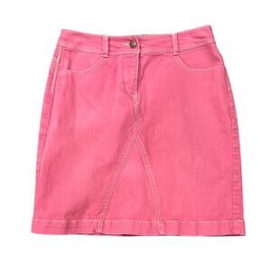 Boden Pink Straight Knee Length Denim Skirt Size 6R